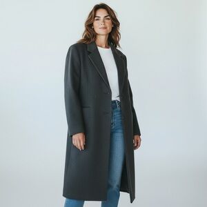 diSilver Cashmere Blend Overcoat Men’s 3-Button Black Wool Italy‎ Woven